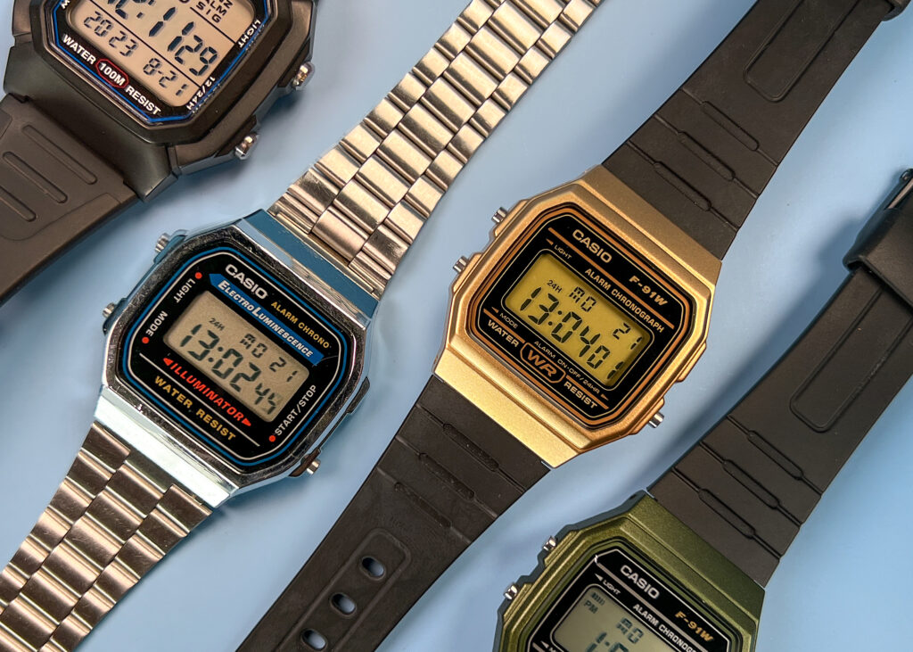 four casio digital watches