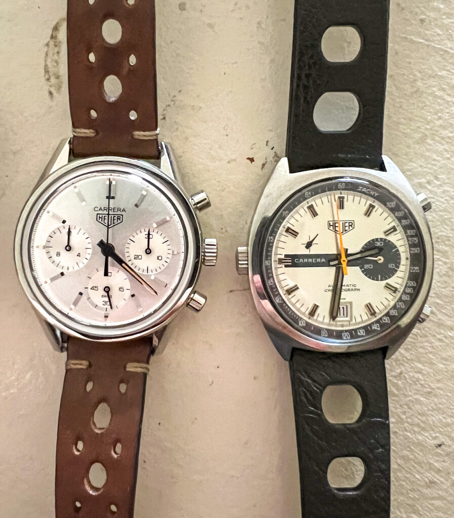 Two Heuer Carreras with rally straps